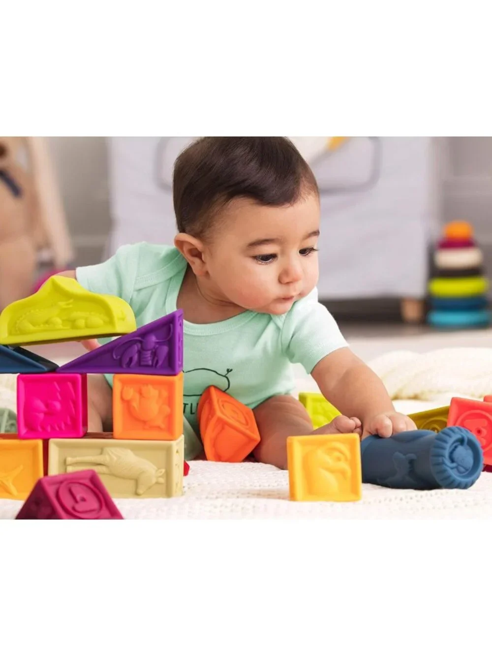 Soft Alphabet Baby Blocks - 26 Colorful Building Blocks for Infants & Toddlers